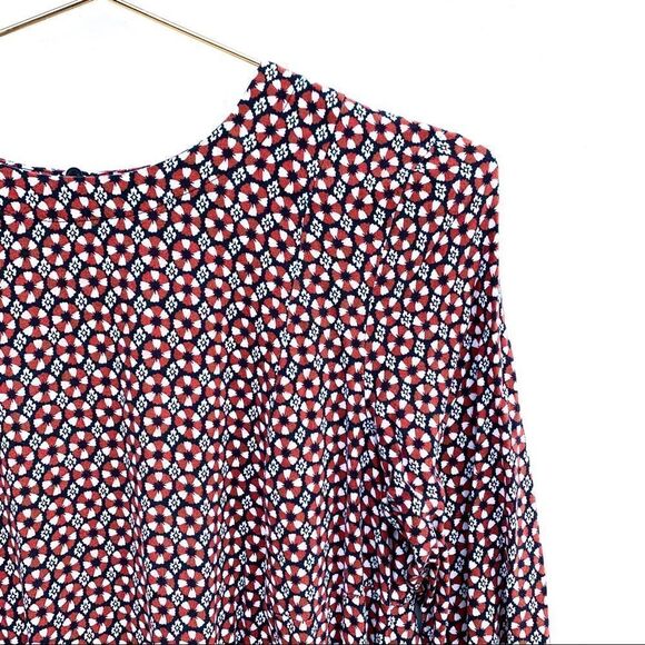 H&M Rust Navy Floral Print 3/4 Sleeve Dress - Picture 3 of 12